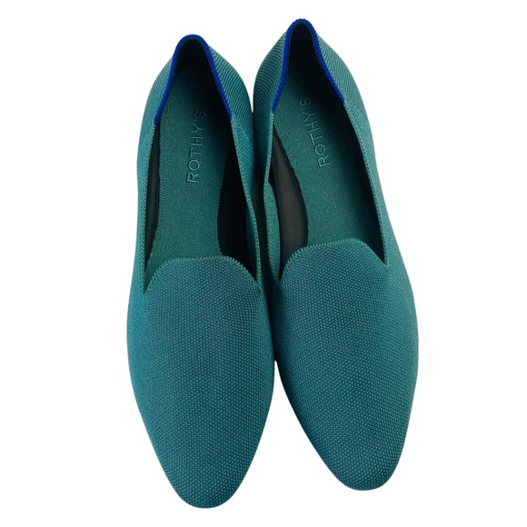 ROTHY'S  The almond Loafer Slip On Washable Ballet Flats in Blue Sage Size 10 - Picture 3 of 14